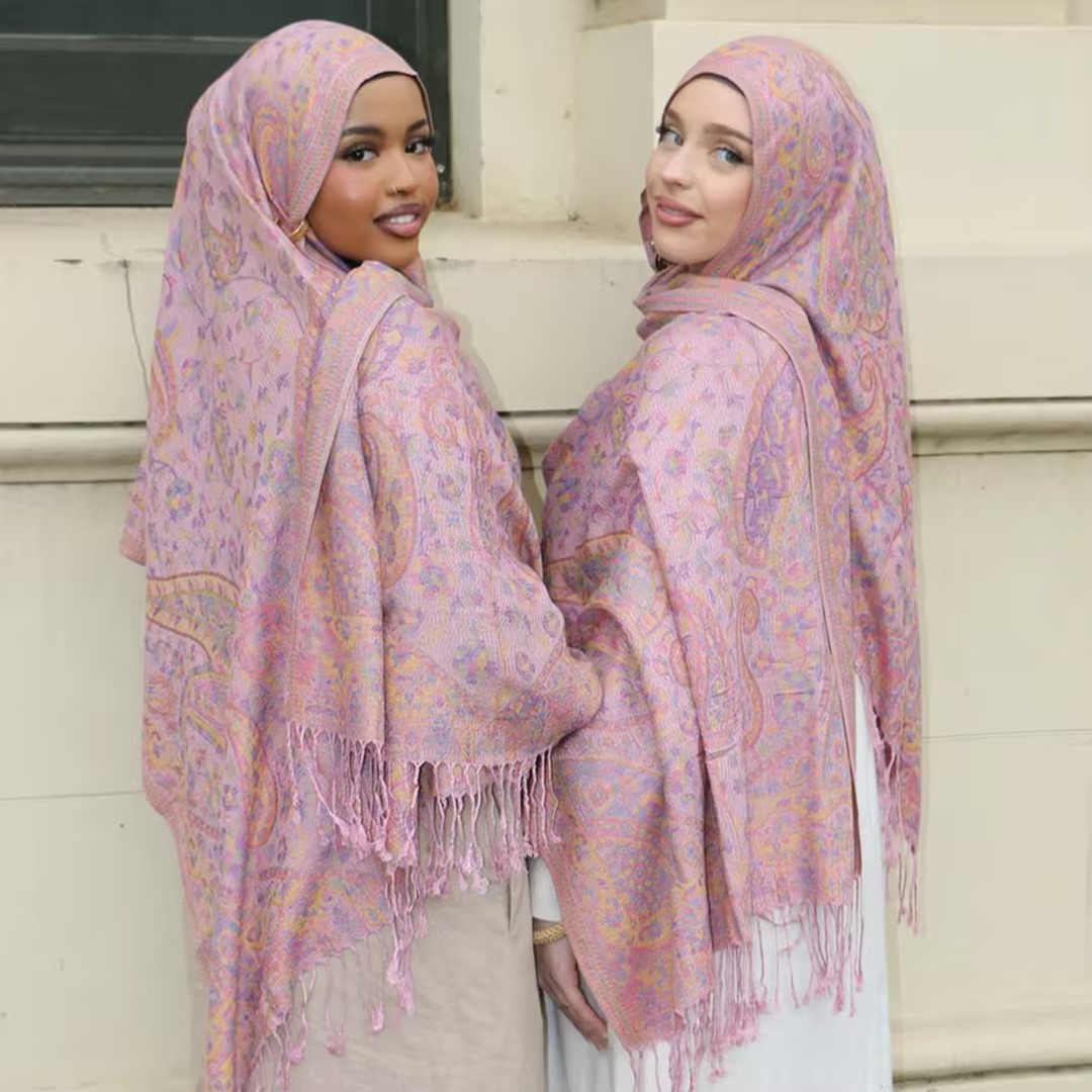 Paisley écharpe Hijab cachemire sentiment Pashmina châles gland Hijab bandeau Femme hiver foulards Foulard Bufanda 2025