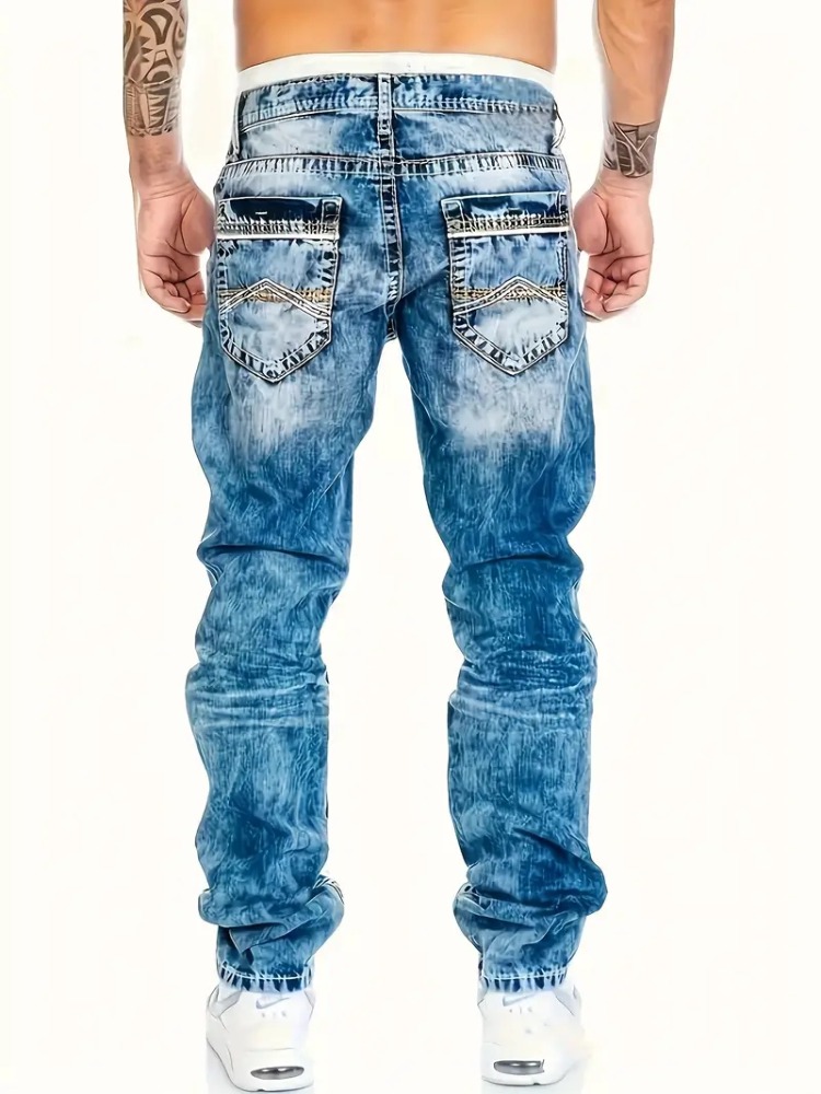 Jean européen et américain pour hommes, pantalon élastique Slim, à la mode, Vintage, lavage, Denim, Streetwear, nouvelle collection automne