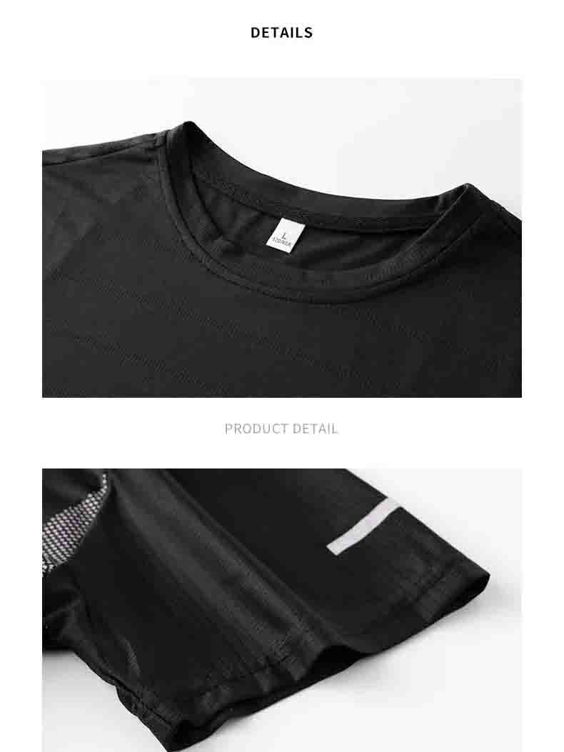 T-shirt de course pour hommes, été, en soie glacée, fin, imprimé réfléchissant, séchage rapide, manches courtes, respirant, fitness, sport, 5XL