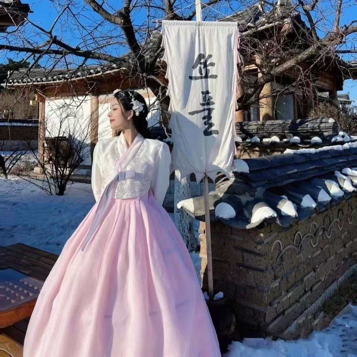 Robe traditionnelle coréenne Hanbok de Style palais pour femmes, grande jupe, ourlet, costume pour filles, vêtements de photographie de danse folklorique Hanbok