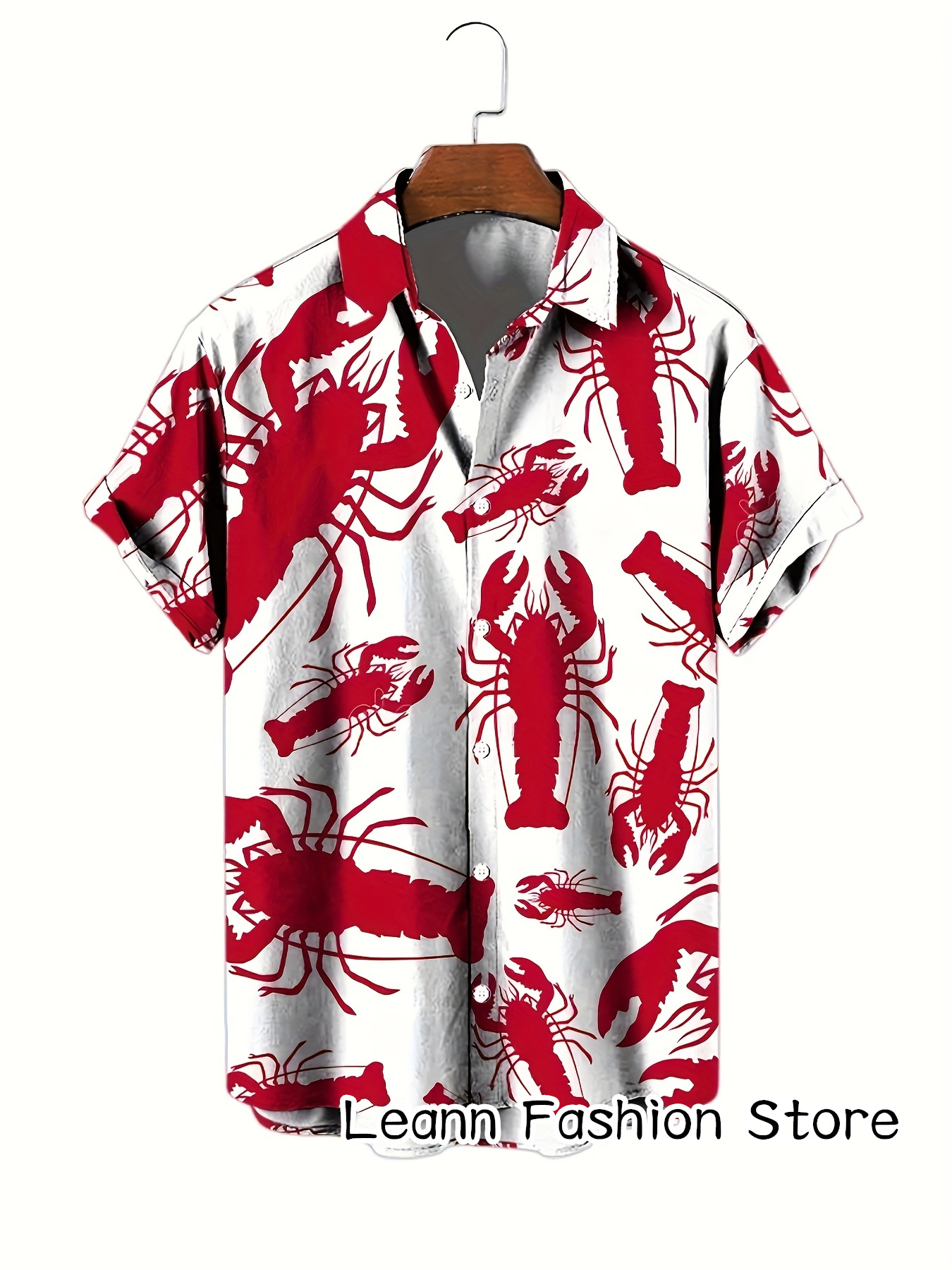 Chemise de plage à manches courtes pour hommes, crabe, imprimé, décontracté, vacances hawaïennes, vêtements de loisirs, mode estivale