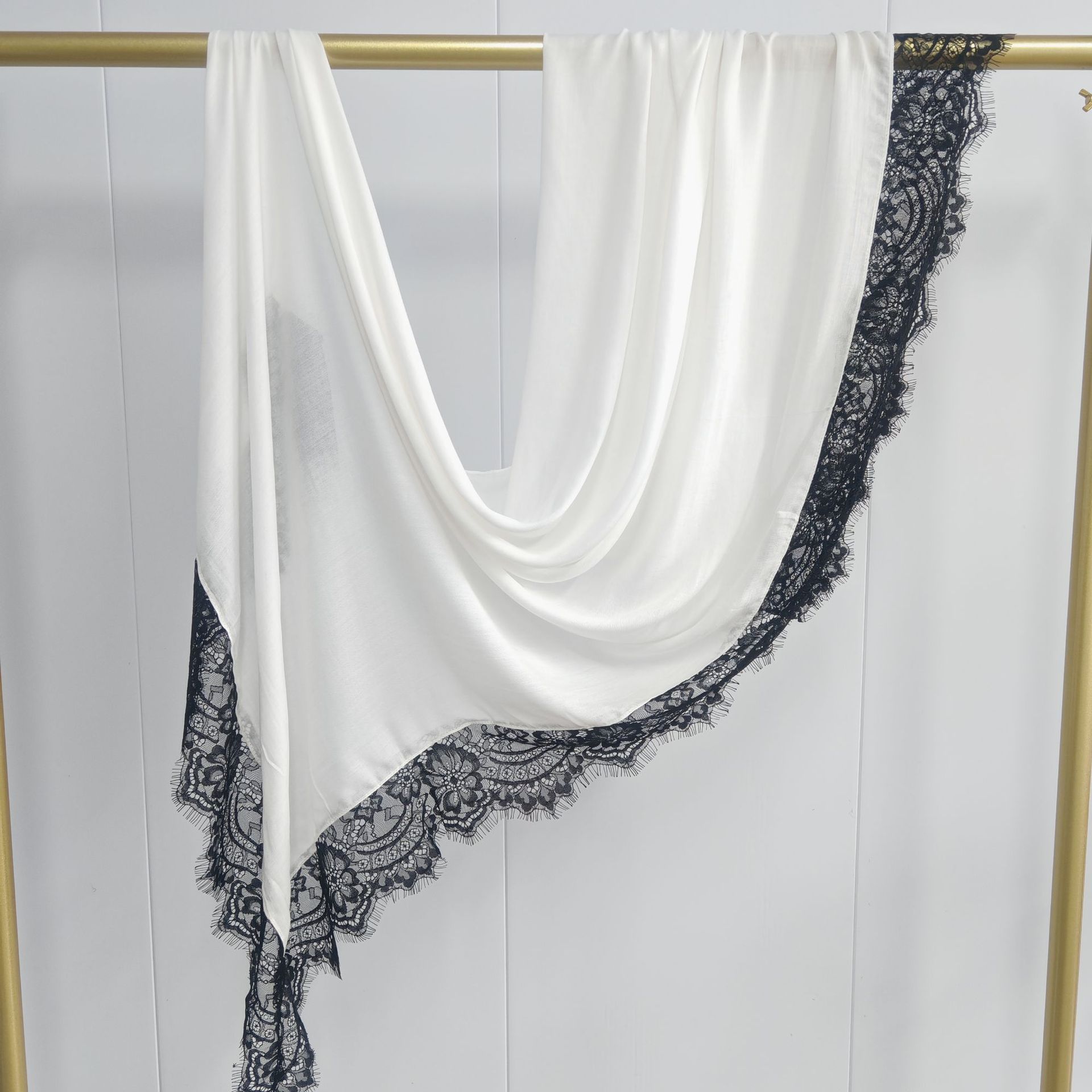 Hijab Ramadan en Rayonne, Coton et Modal, avec bordure en dentelle, Turban respirant, Châle uni en coton, Foulard pour femmes