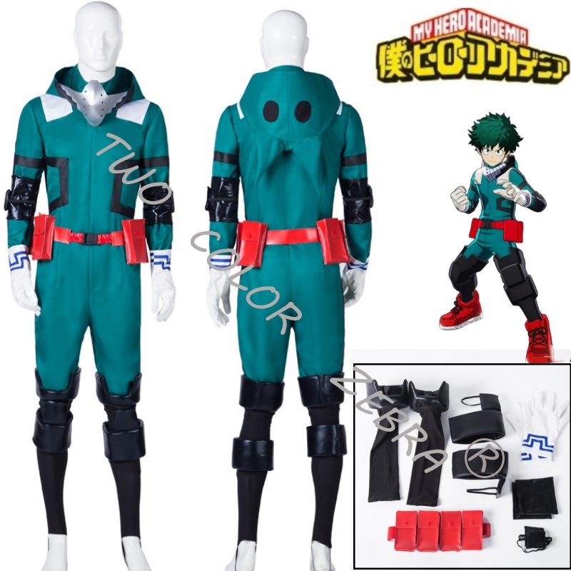 Costume de Cosplay de Combat Midoriya Izuku, Combinaison Verte, Accessoires de Gymnastique, Perruque, Ensemble Anime My Hero Academia, Tenue de Jeu de Rôle