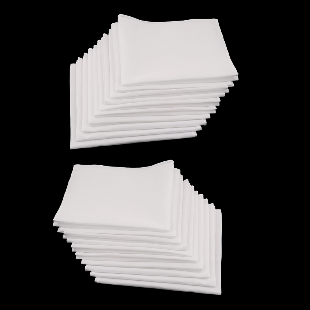 Mouchoirs blancs en pur coton pour femmes et hommes, mouchoirs Hanky, 20 pièces