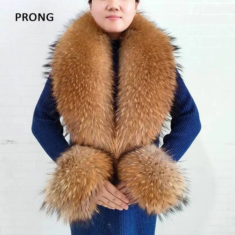 Ensemble de poignets de col en fourrure de renard véritable pour hommes et femmes, écharpes, châles, écharpe, manteau, fourrure de renard, naturel, plus chaud, hiver, accessoires