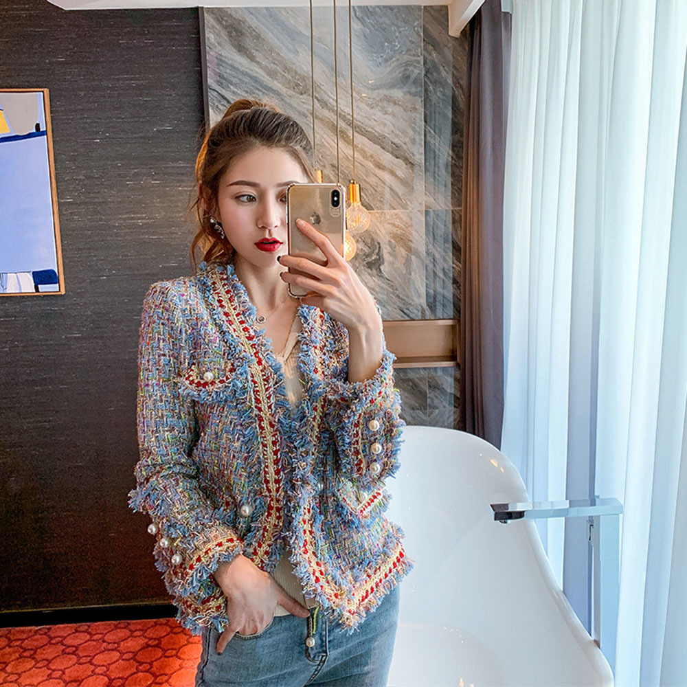 Femmes simple boutonnage Vintage Tweed laine veste manteau gland vestes courtes vêtements d'extérieur de haute qualité printemps automne manteau