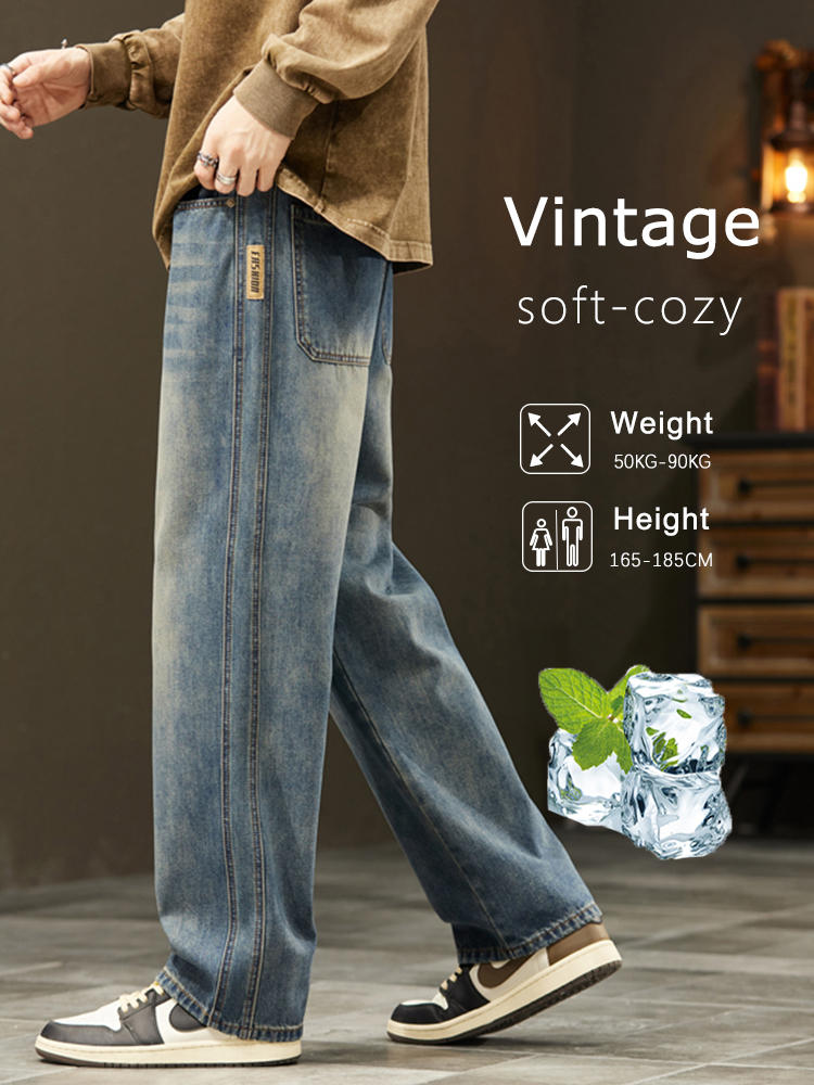 Streetwear Vintage jean hommes nouvelle personnalité mince mode personnalisé pantalon ample décontracté droit large Denim pantalon mâle