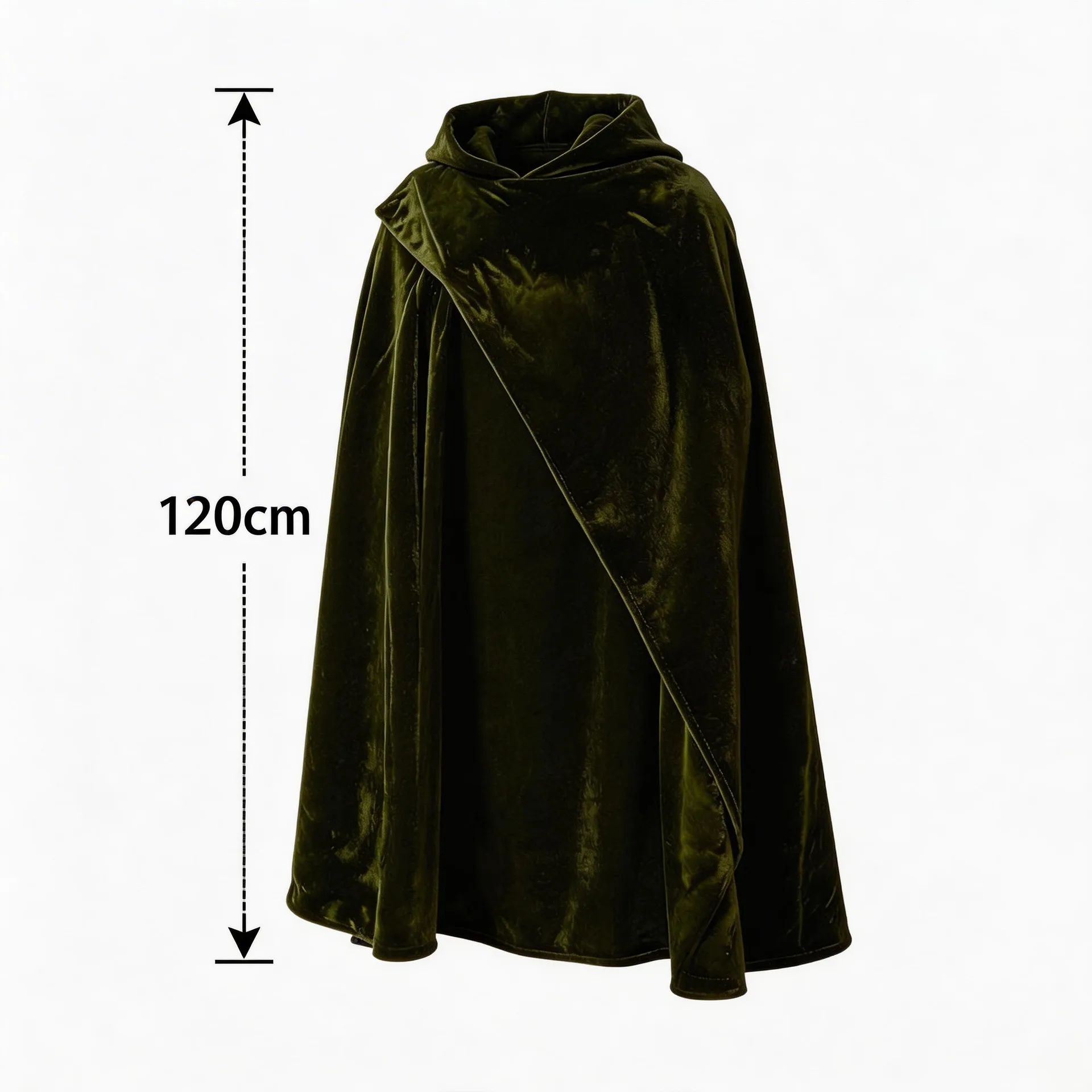 Cape à capuche pour homme, couleur unie, en velours, style médiéval, cape de la Renaissance avec capuche, costume de pirate ou de sorcier pour performance