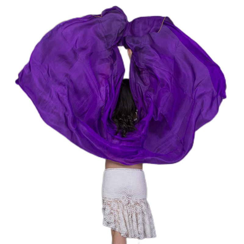 Voile de soie pour danse du ventre, teinture à la main, fluide, accessoire de Costume de danse du ventre, spectacle de danseuse, Performance professionnelle, couleurs unies, 100%