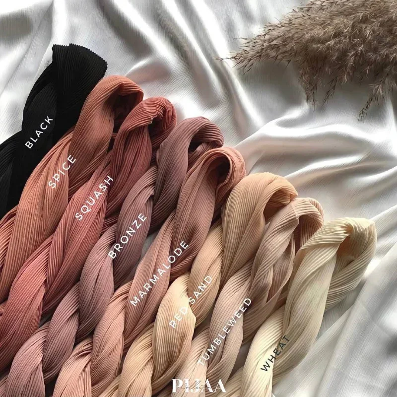 Foulard Hijab Plissé en Mousseline de Soie pour Femme Musulmane, Turban, Pashmina, Châle, Bandana, Bande de Sauna, Grande Taille