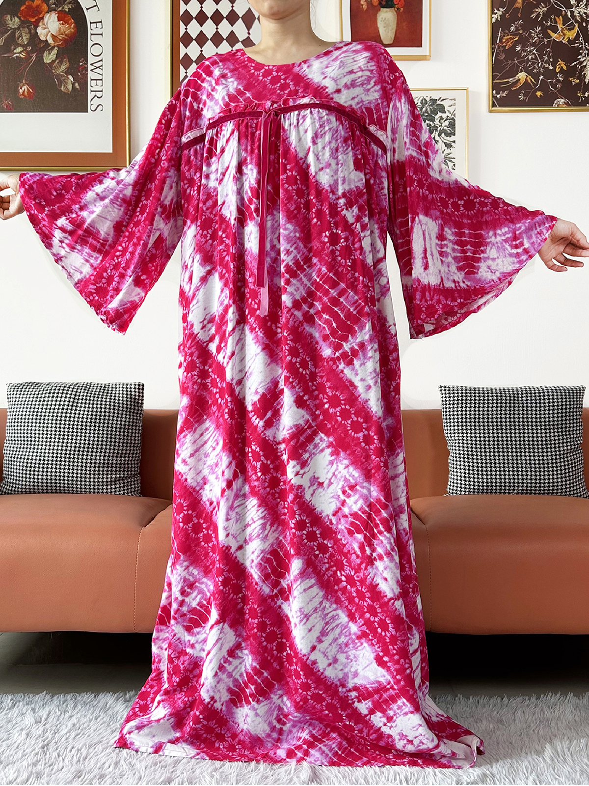 Robe longue en coton pour femmes africaines, imprimé tie-dye, Dashiki Kaftan, ample et confortable, Abaya musulmane, Boudou
