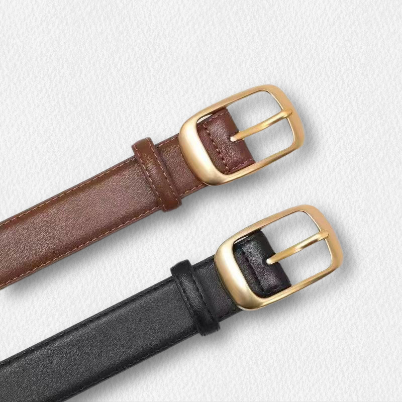 Ceinture en jean en cuir pour femme Ceinture en cuir PU noir avec boucle dorée Ceinture de mode pour toutes les occasions Noir
