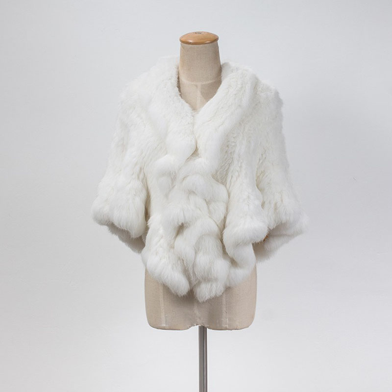 Châle en vraie fourrure de lapin pour femme, avec coupe ondulée, chaud, épais, naturel, avec crochets, à la mode, hiver, vente en gros