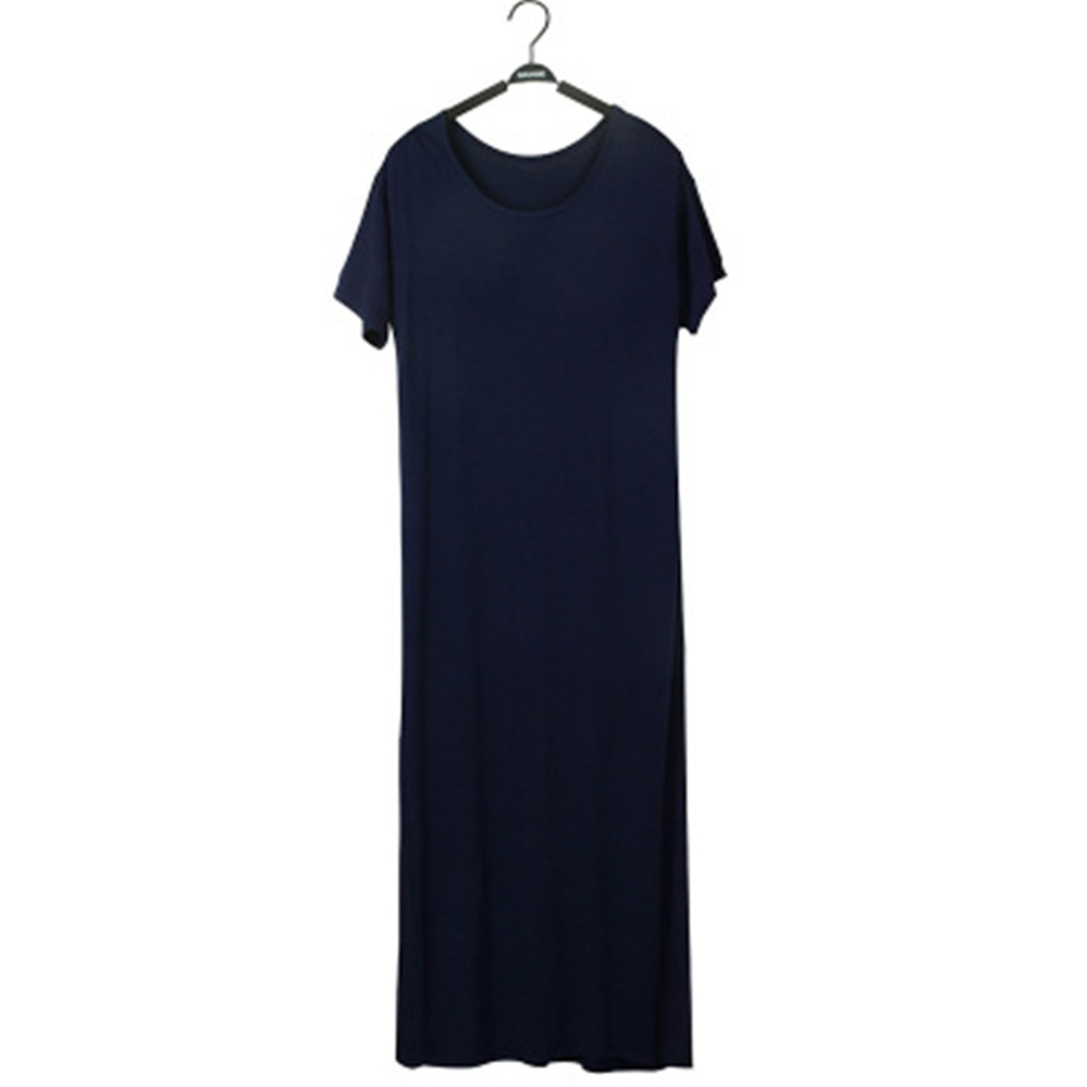 Robe Respirante à Manches sulfpour Femme, Vêtement de Maison Confortable, Droit, Couleur Unie, Simple, Respectueux de la Peau