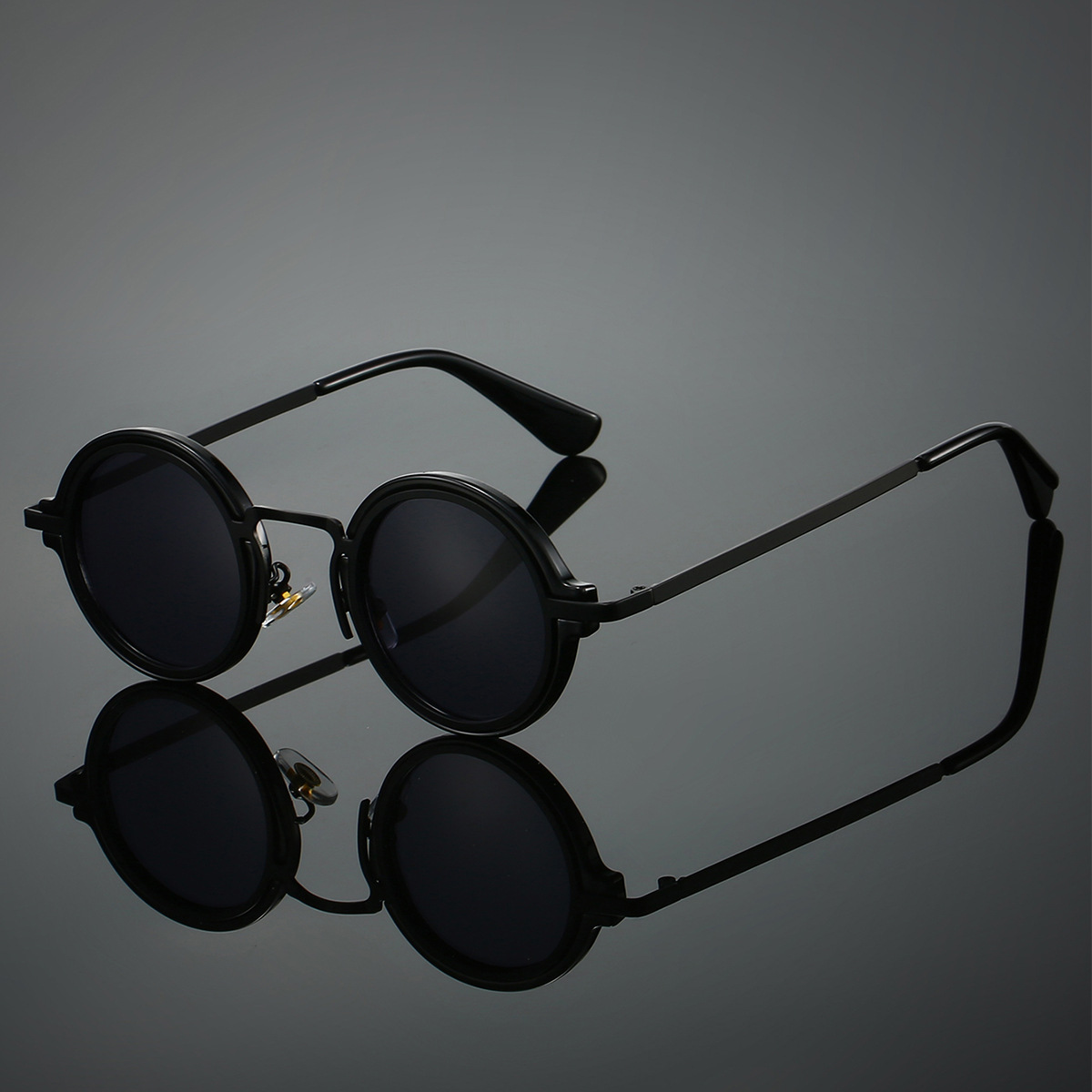 Punk Vintage lunettes de soleil rondes hommes nouvelle mode Punk dégradé décor nuances femmes à la mode marque de luxe Design lunettes de soleil en plein air