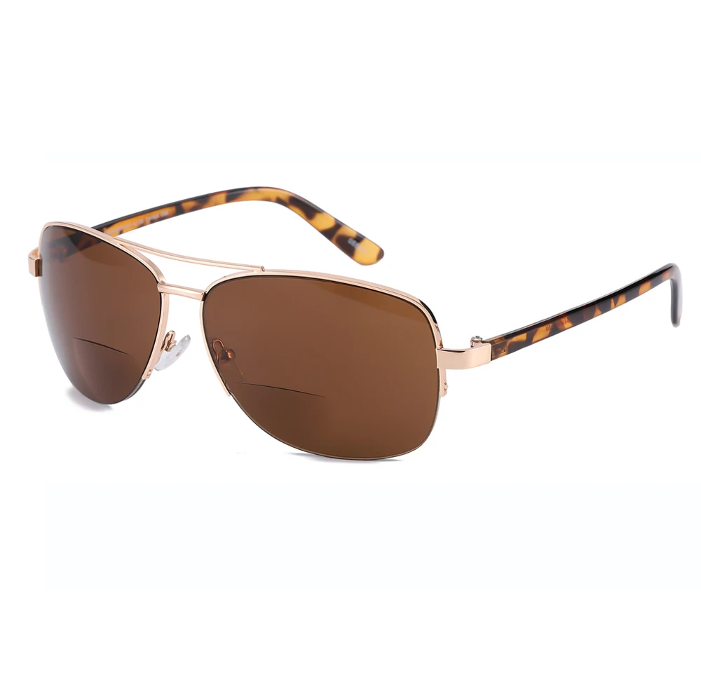 Pilot-Lunettes de soleil à double pont pour hommes et femmes, lunettes de lecture, rétro, mode, extérieur, verres presbyoïques, anti-UV, anti-Blu Ray, 1, 2, 3 à 4