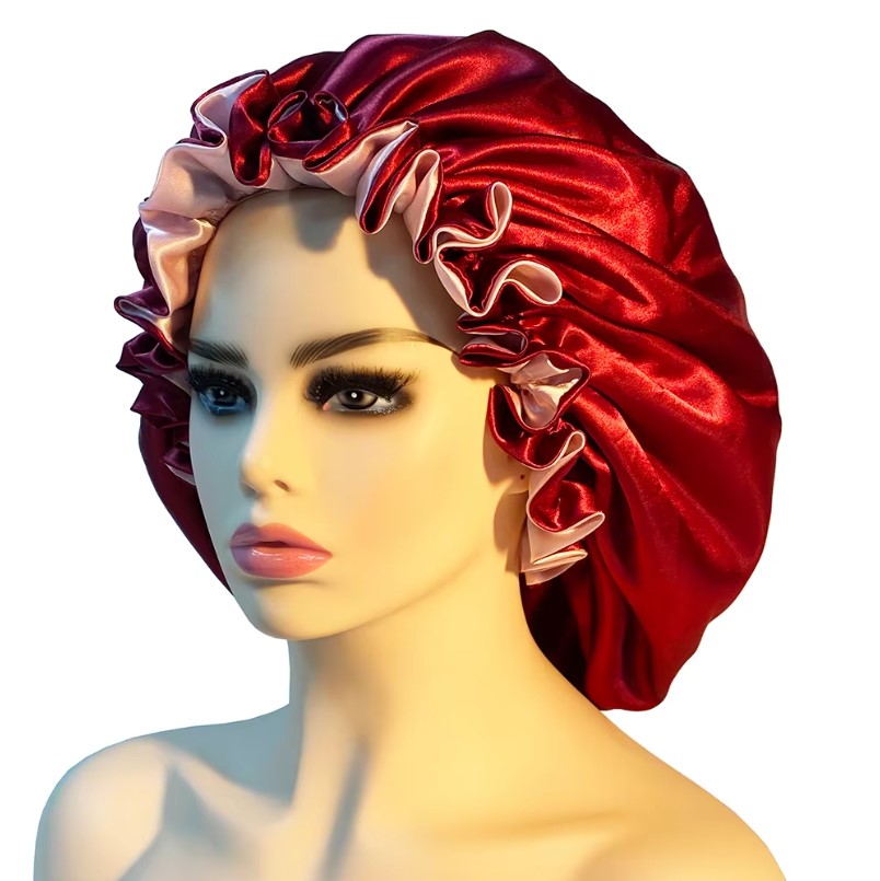 Bonnets en Satin Double couche à la mode, couleurs assorties, Bonnet de sommeil, couleur unie, chapeau pour cheveux de sommeil