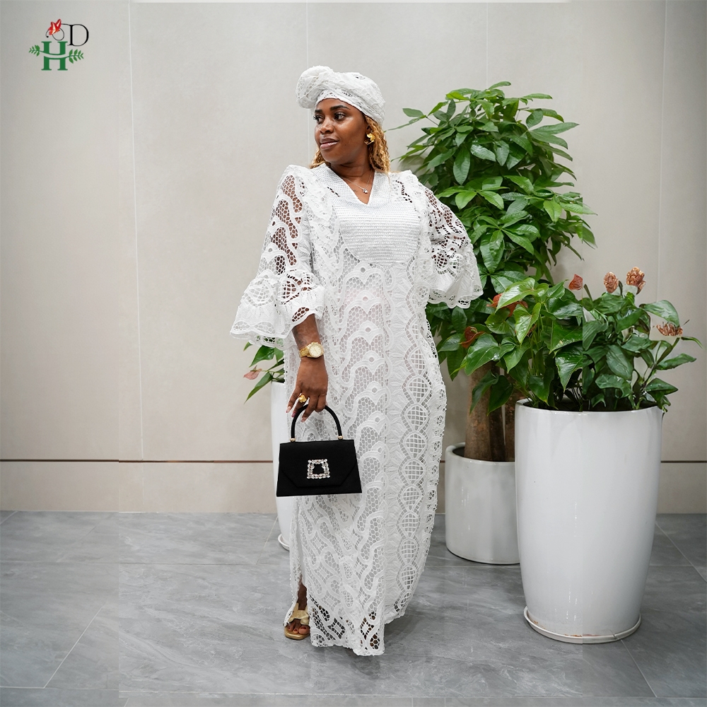2025 nouvelle robe africaine grande taille pour les femmes élégant dubaï turquie vêtements de fête de mariage 2 pièces robe église dentelle blanche Ihram vêtements