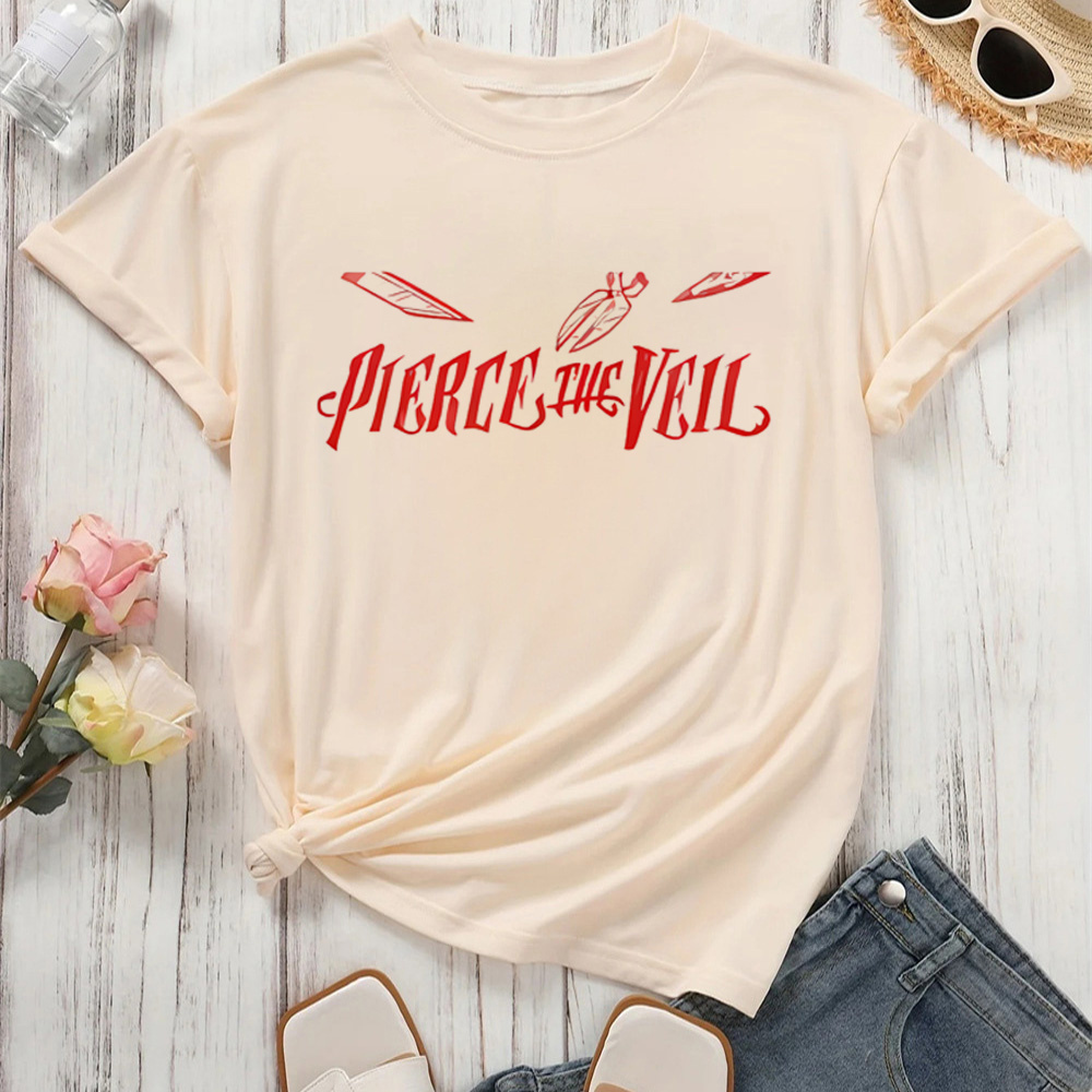 T-shirt Pierce the Veil pour femme, tendance pastel, style Y2k, esthétique classique, confortable, numérique, respirant, tendance des années 2000
