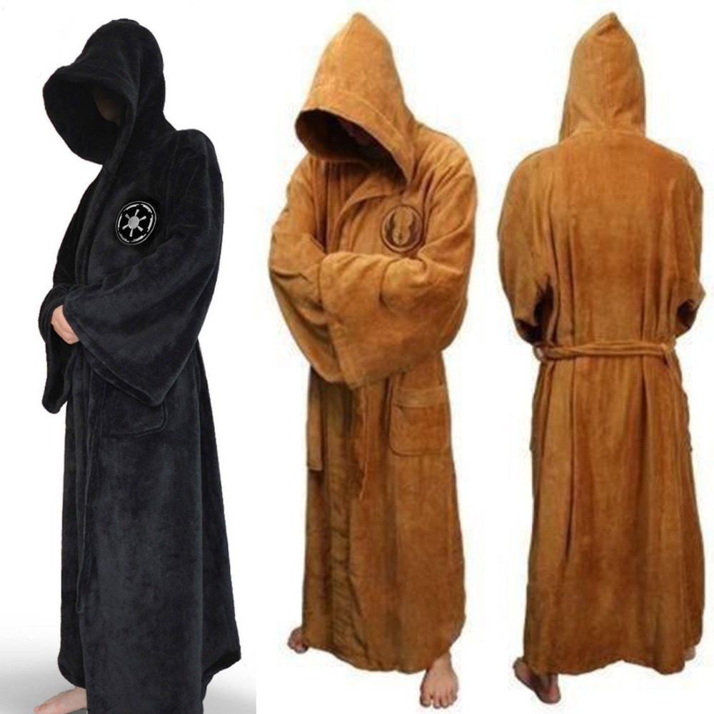 Homme flanelle Robe mâle avec capuche épaisse étoile Robe de chambre Jedi Empire hommes peignoir hiver longue Robe hommes Robes de bain Homewear