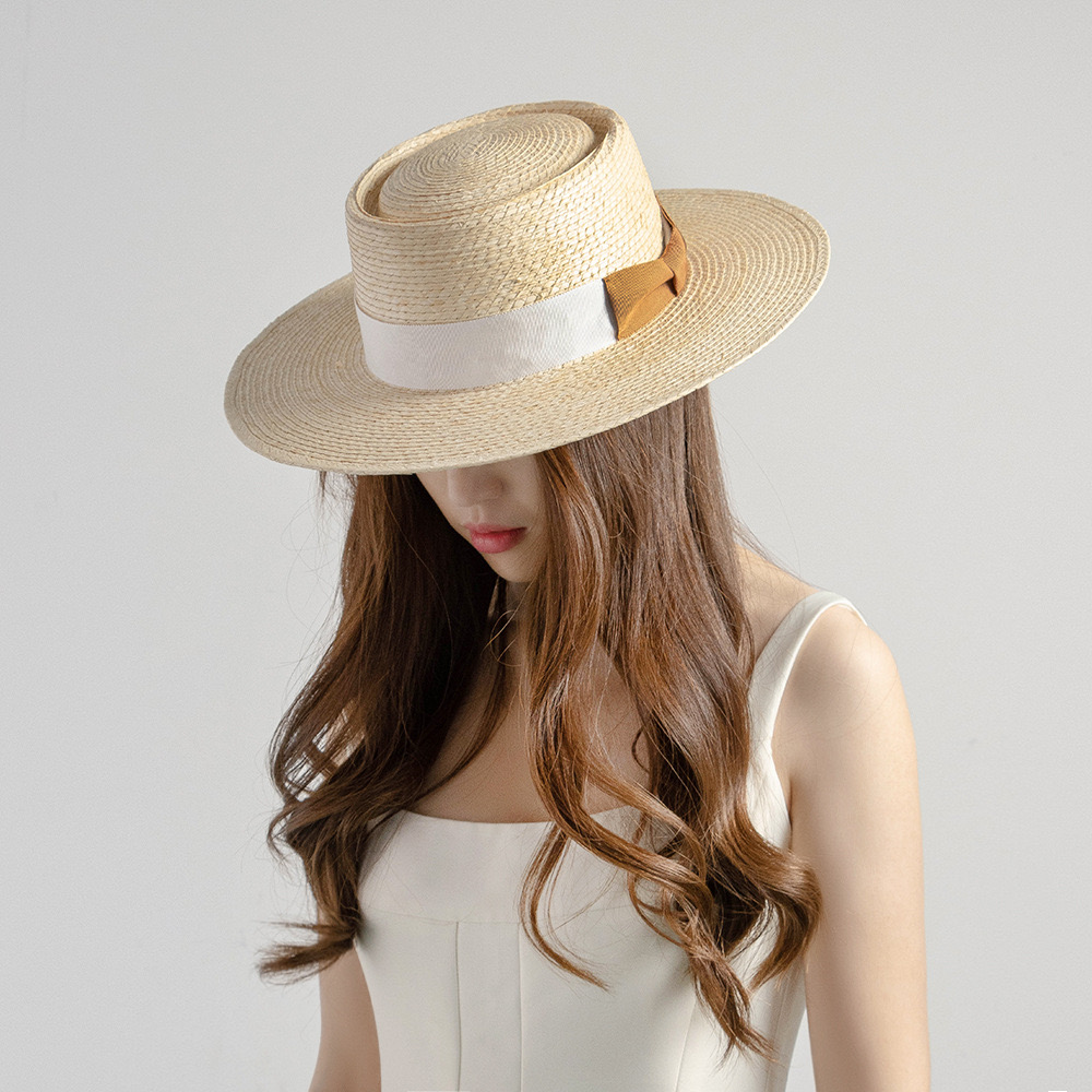 Chapeau de paille tissé bicolore, feuilles de tournesol tissées à la main pour femmes et hommes, chapeau de plage Vintage décontracté à grand bord pour l'extérieur, été