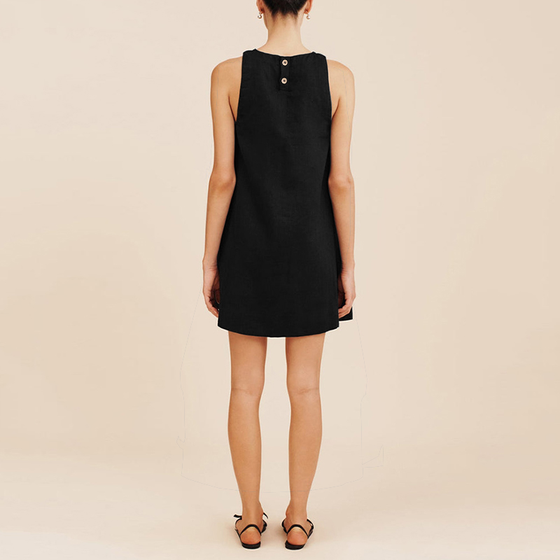 Robe élégante en coton et lin pour femmes, Mini robe d'été courte sans manches, plage, vacances, Streetwear, mode décontractée