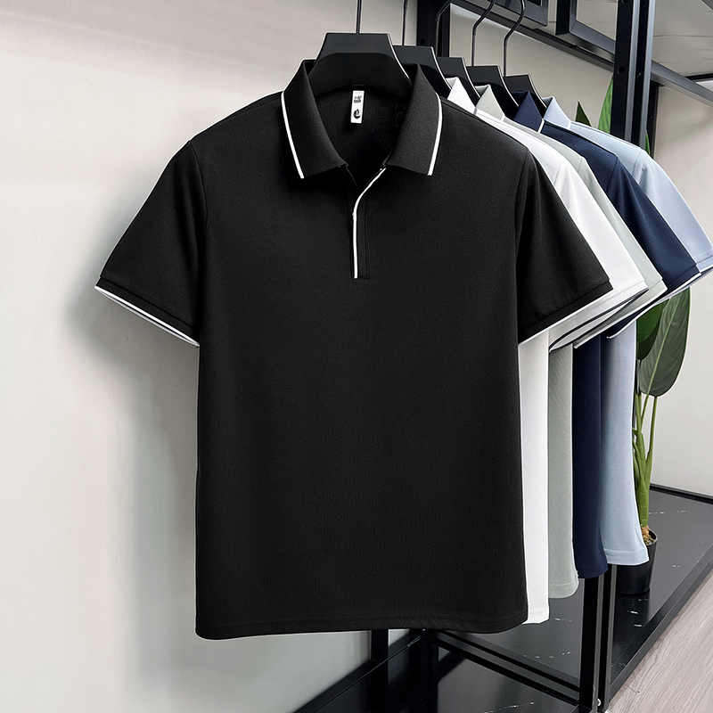 Designer marque Ice Silk manches courtes polo shirt confort respirant été monochrome hommes t - shirt mode affaires Casual TOP