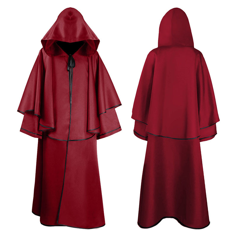 Cape médiévale à capuche Robe Cape 5 couleurs Robe de moine Cape à manches longues Cape de magicien Halloween scène Cosplay Costumes nouveau 2025