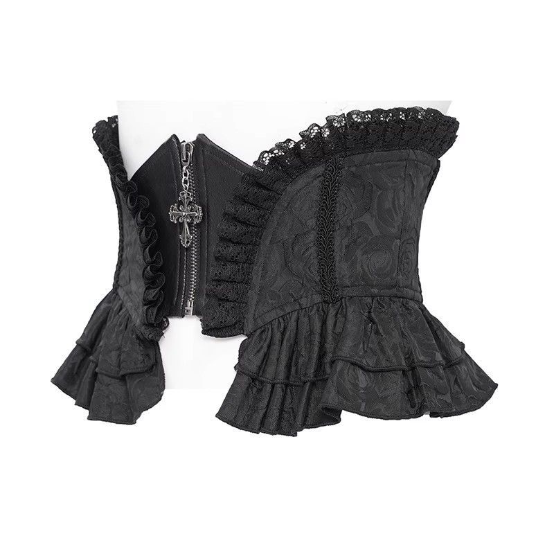 Halloween médiéval Goth foncé moulante mince Lolita discothèque diable Vampire Cosplay gothique croix dentelle sangle taille couverture accessoire
