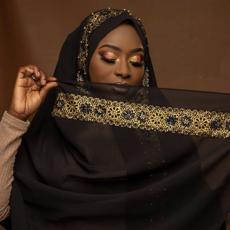70*180 cm musulman en mousseline de soie hijab écharpe pour femmes islamique dentelle foulard femme plaine châles et enveloppes hijab dames