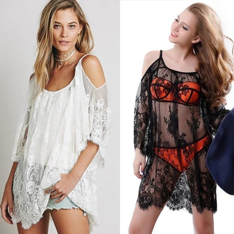 Robe de plage sexy en dentelle crochetée pour femme, tenue de bain décontractée, style bohème chic, idéale pour les vacances, tendance et à la mode