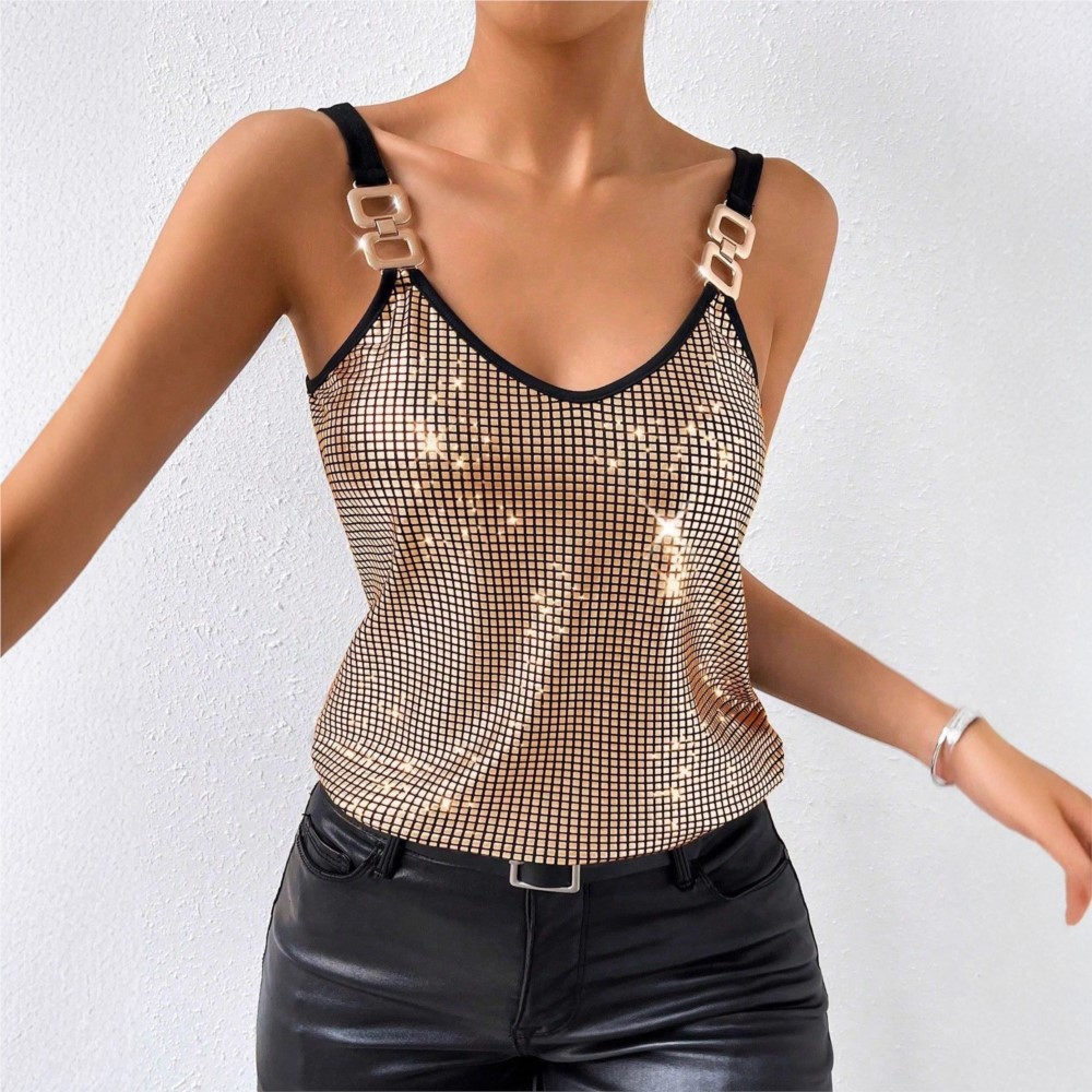 Vêtements pour femmes, haut sexy à sequins et dos nu pour femmes