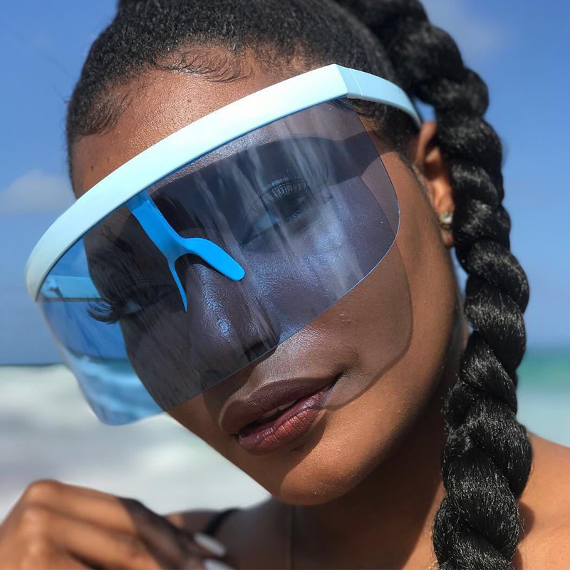 Luxe grand cadre bouclier visière lunettes de soleil hommes 2025 marque concepteur Sexy surdimensionné rétro miroir lunettes de soleil pour lunettes pour femme Q615