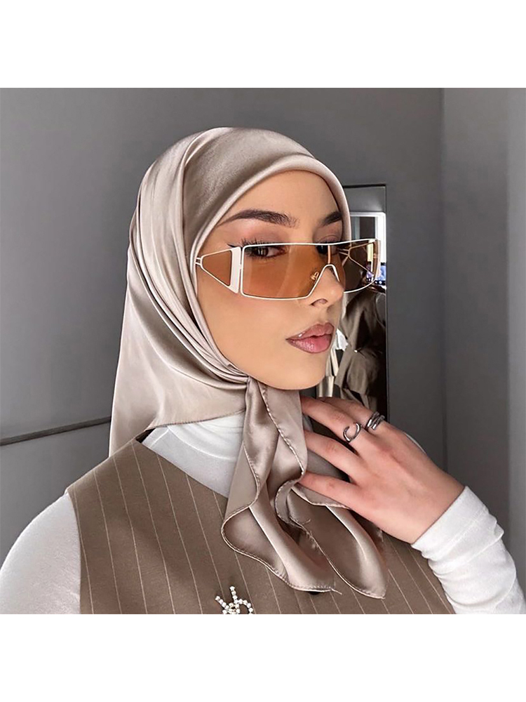 Foulard en soie de luxe pour femmes, mouchoir imprimé en Satin, Bandana uni, foulard polyvalent, accessoire pour cheveux Hijab, 90x90cm