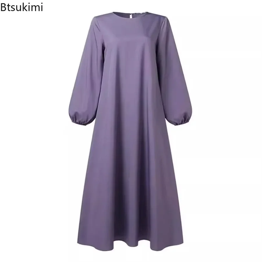 Robe musulmane ample et Simple pour femmes du moyen-orient, vêtements à la mode, col rond, manches longues, Kaftan, nouvelle collection 2026