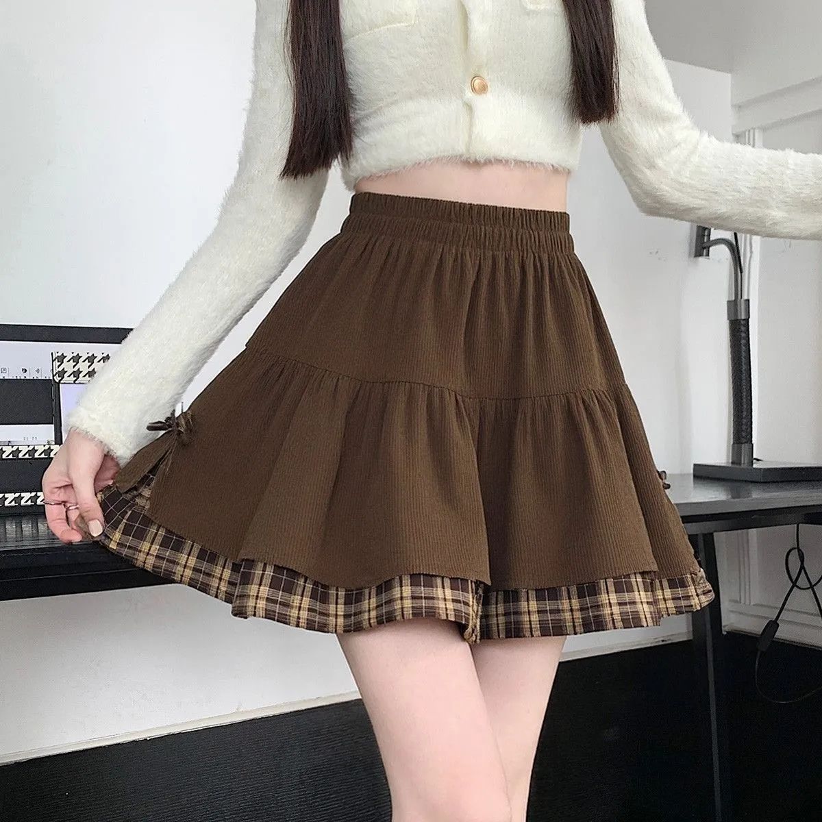 Jupe-short plissée noire pour femme, mini-jupe unique et sexy, vêtement d'été à pois Cuteore
