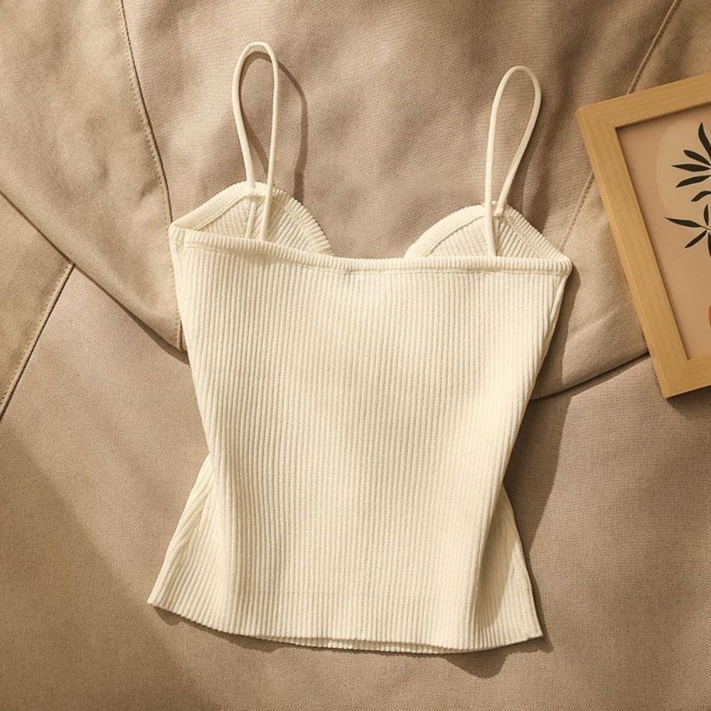 Débardeur d'été tricoté décontracté, sans manches, Slim, ajusté, poitrine, col licou, maillot de corps, chemise haute pour femmes