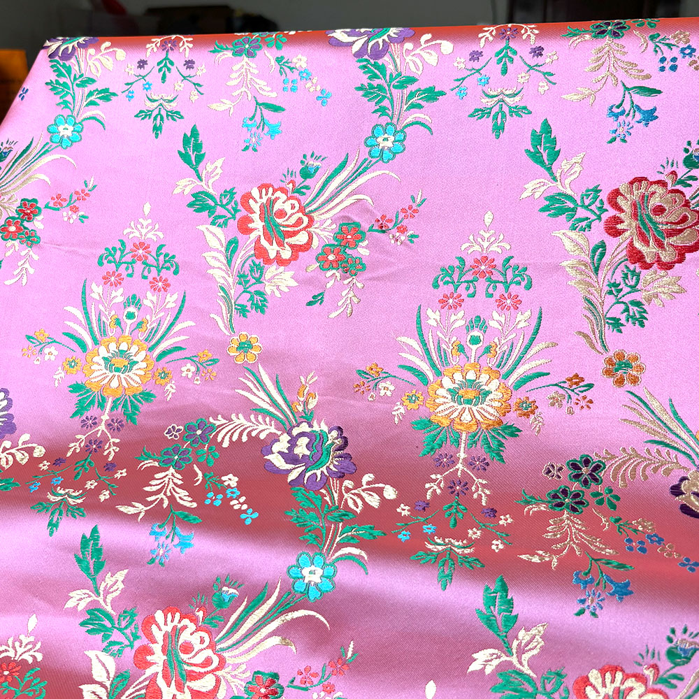 Tissu damassé en brocart Jacquard à fleurs, Satin de soie, bricolage pour Cheongsam Kimono, robe pour femmes, Costume de mariage, pyjama, matériaux de coussin