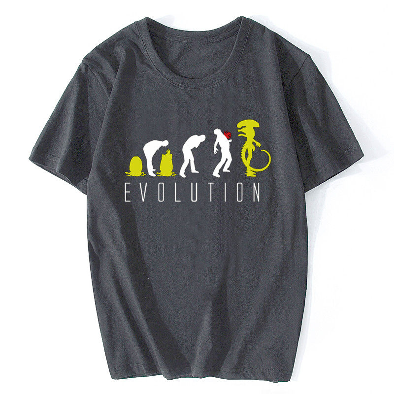 Homme femmes mode t-shirt drôle évolution d'extraterrestre hommes science-fiction t-shirt hommes loisirs hauts mâle été surdimensionné t-shirts coton