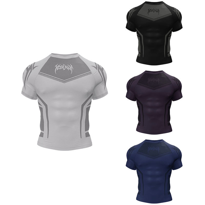 Vêtements de Fitness musculaire à manches courtes pour hommes, nouveau Style, séchage rapide, respirant, extensible, ajusté, T-Shirt par Sublimation