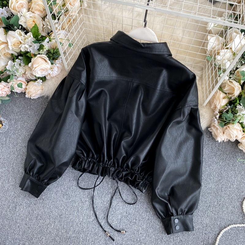 Hikigawa Chic mode femmes Style coréen décontracté tout Match manteaux Vintage grandes poches mince vestes courtes solide vêtements d'extérieur haut Mujer