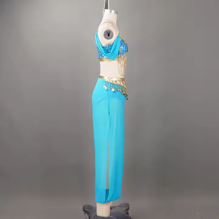 Costume de danse du ventre arabe bleu Royal, vêtements de danse pour filles, vêtements de spectacle sur scène