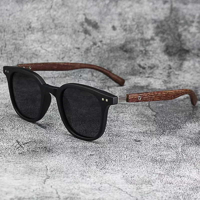 Lunettes de soleil pour hommes et femmes, tendance, rétro, Grain de bois, polarisées, Protection UV, cyclisme, photographie de rue en plein air