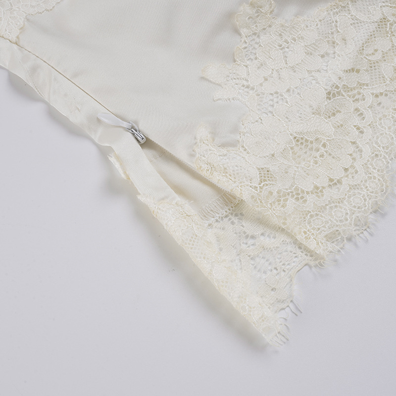 Débardeur court en Satin de soie pour femmes, garniture en dentelle, bretelles Spaghetti, Peplum, col en V, dos nu, Y2k, hauts de sortie, gilet