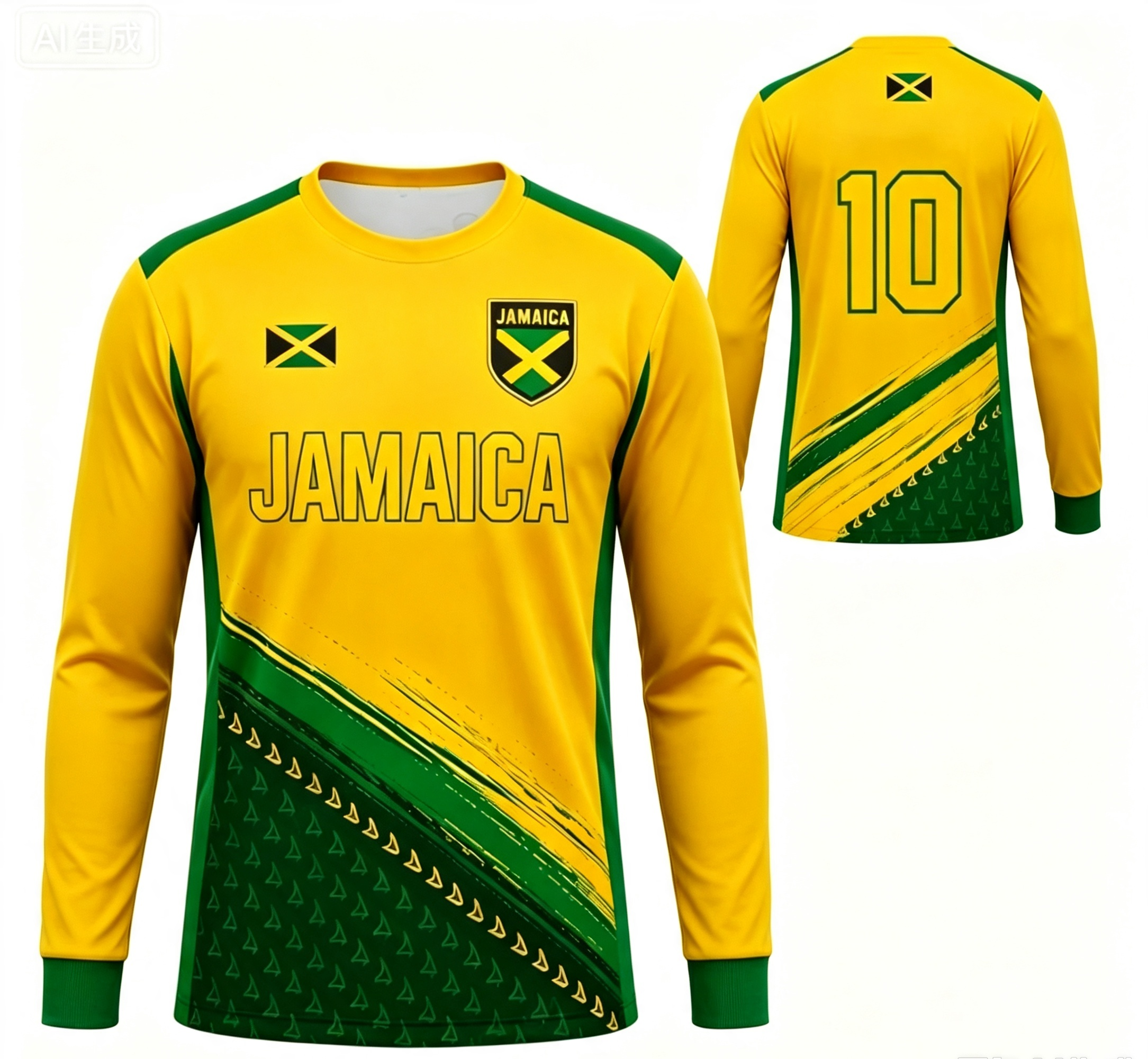 Nouveau Maillot de Foot Y2K Jamaïque N°10 à Manches Longues 2026 – Séchage Rapide, Unisexe, Streetwear pour Couples, Hauts de Sport Football
