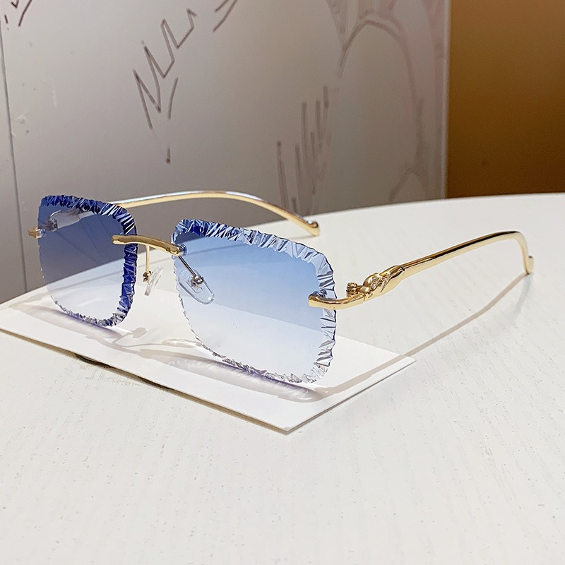 Lunettes de soleil carrées vintage pour femmes, design de marque de luxe sans monture, tendance, dégradées, pour hommes, style décontracté
