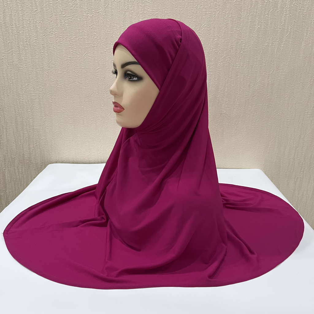 H292 plaine deux pièces grande taille hijab musulman avec partie du menton qualité supérieure amira tirer sur écharpe islamique vente chaude foulard