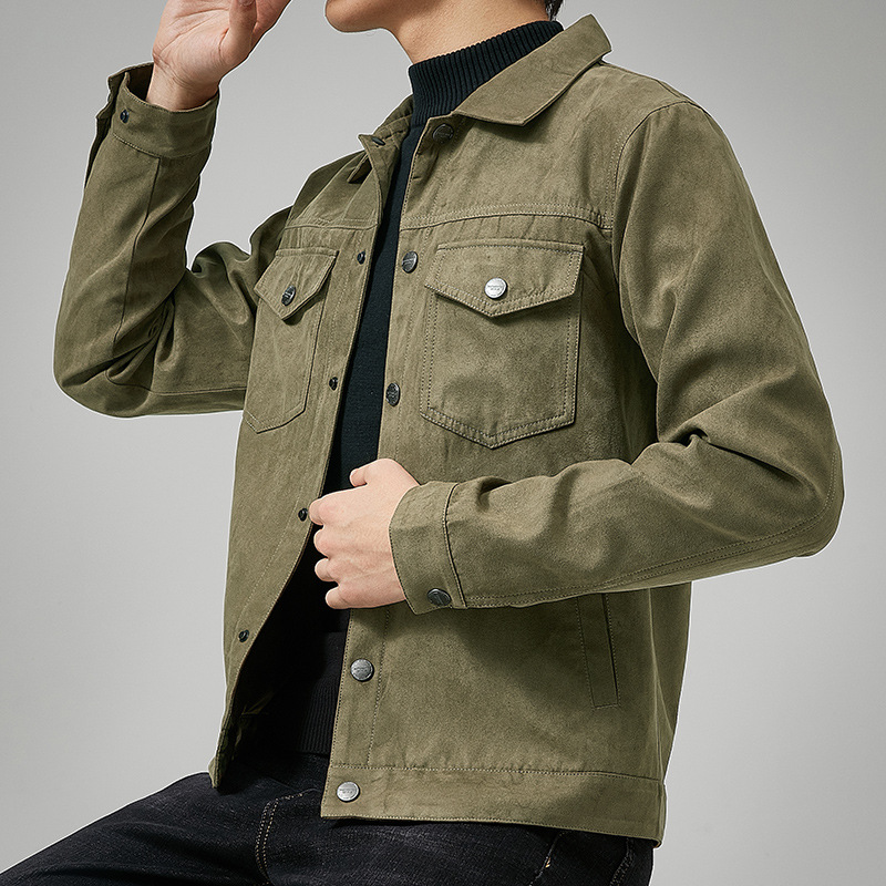 Veste de style britannique pour homme, printemps et automne, veste décontractée en daim, tendance, boutonnée, vêtement décontracté pour homme, nouvelle collection