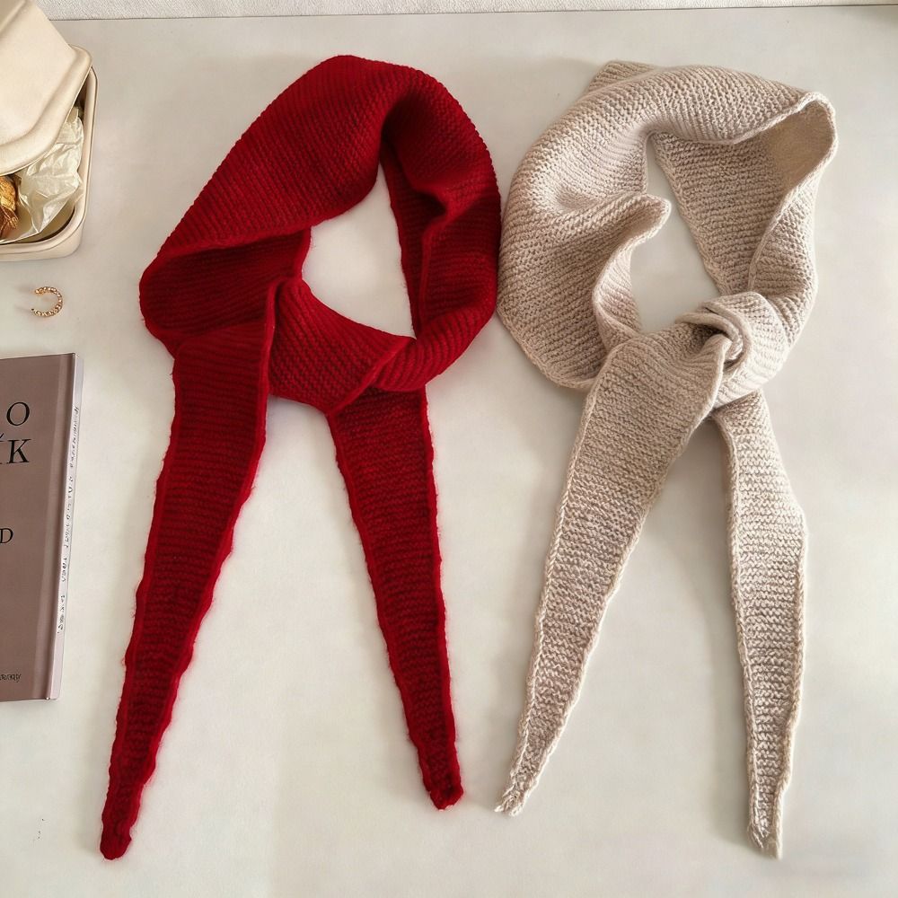 Écharpe en laine pure, mini croissant, bande fine, bande longue, écharpe en laine chaude, décorative, élégante, assortie, écharpes tricotées, accessoire pour femmes