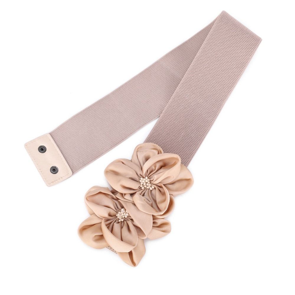 Femmes mode florale large ceinture élastique Chic décontracté grandes fleurs ceinture à la mode taille bande jupe robe manteau décor accessoires
